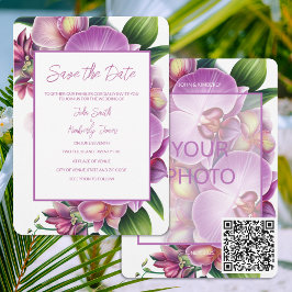Floral Wedding Save the Date with Foto & QR Code