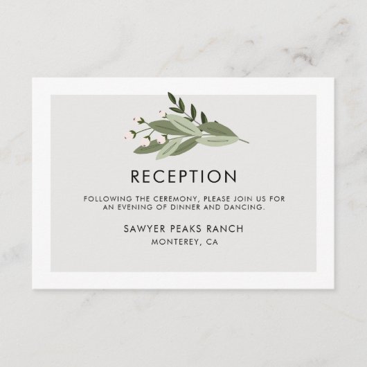 Floral Wedding Sprigs Empfang Begleitkarte (Vorderseite)