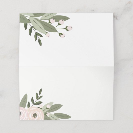 Floral Wedding Sprigs Platzkarten (Außenseite Aufgefaltet)