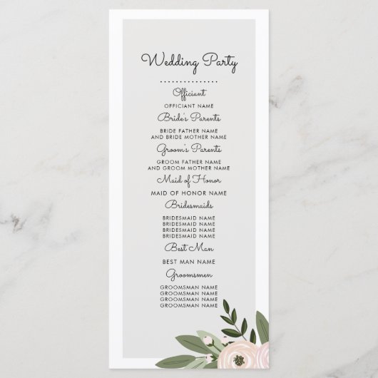 Floral Wedding Sprigs Program Programm (Rückseite)