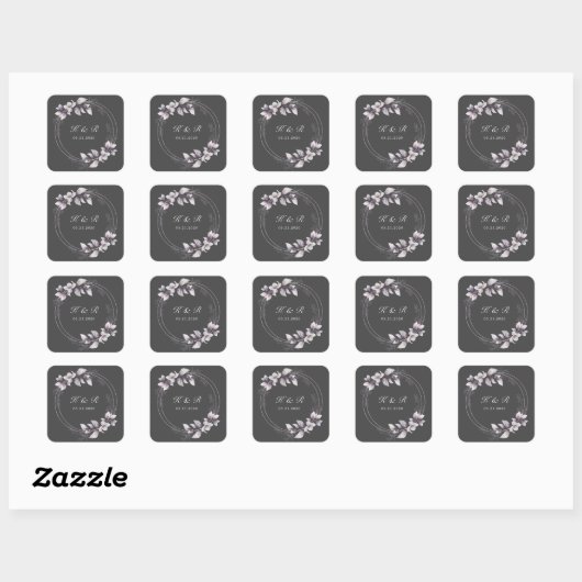 Floral Wedding Square Sticker (Blatt)
