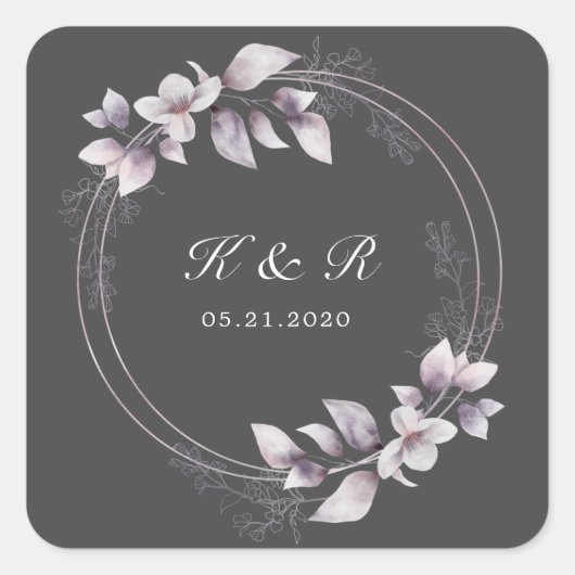Floral Wedding Square Sticker (Vorderseite)