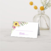 Floral Wedding Sunflower Daisy Wildflower Escort Platzkarte (Vorderseite)