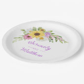 Floral Wedding Sunflower Daisy Wildflower Garden  Pappteller (Schrägansicht)
