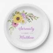 Floral Wedding Sunflower Daisy Wildflower Garden  Pappteller (Vorderseite)