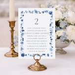 Floral Wedding Table Number with Guest List Einladung<br><div class="desc">Elegant dusty blue floral wedding table number card featuring a delicate watercolor botanical frame inspired by romantic garden weddings and French estate celebrations. This refined design includes a large table number with a guest list layout, making it perfect for organizing seating arrangements at your reception. Soft watercolor flowers in dusty...</div>