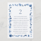 Floral Wedding Table Number with Guest List Einladung (Vorderseite)