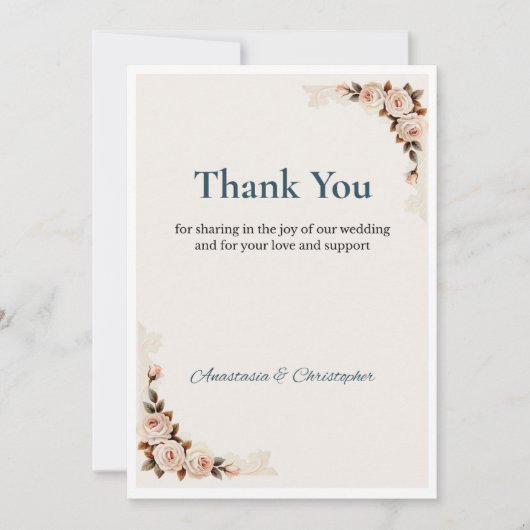 Floral Wedding Thank You Card Einladung (Vorderseite)