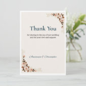 Floral Wedding Thank You Card Einladung (Stehend Vorderseite)