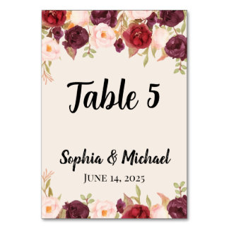 Floral Wedding  Tischnummer