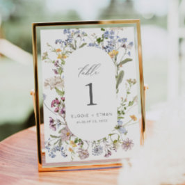 Floral Wedding Tischnummer Card Wildblume Boho