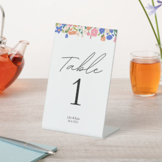 Floral Wedding Tischnummer Zeichen #1 Sockelschild