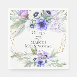 Floral Wedding Violet Anemone Floral Bouquets Serviette