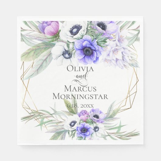 Floral Wedding Violet Anemone Floral Bouquets Serviette (Vorderseite)