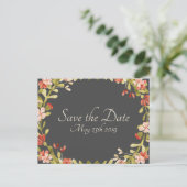 Floral Wedding Vows Save the Date Postcard Grau Ankündigungspostkarte (Stehend Vorderseite)