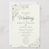 Floral Wedding Welcome Sign with Ceremony Program (Vorderseite)