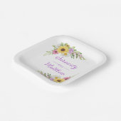 Floral Wedding Wildflower Sunflower Daisy Garden Pappteller (Gewinkelt)