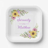 Floral Wedding Wildflower Sunflower Daisy Garden Pappteller (Vorderseite)