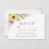 Floral Wedding Wildflower Sunflower Daisy RSVP Karte (Vorderseite)