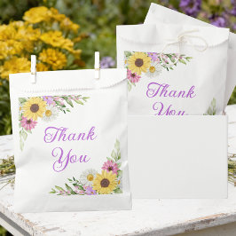 Floral Wedding Wildflower Sunflower Daisy Thanks Geschenktütchen