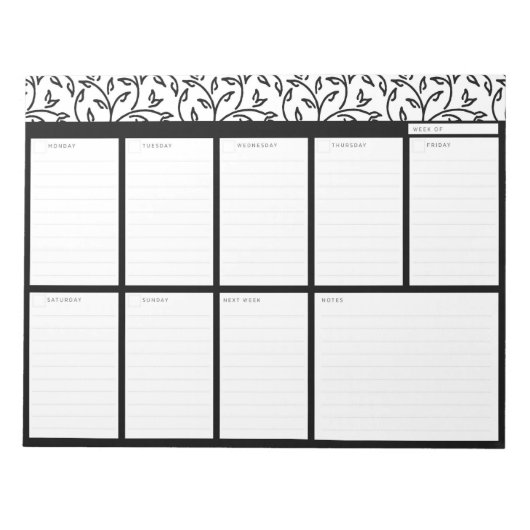 Floral Weekly Desk Pad Notizblock (Vorderseite)