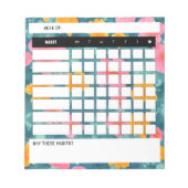 Floral Weekly Habit Tracker Notepad Notizblock (Vorderseite)