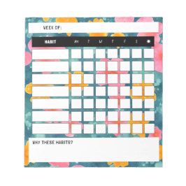 Floral Weekly Habit Tracker Notepad Notizblock