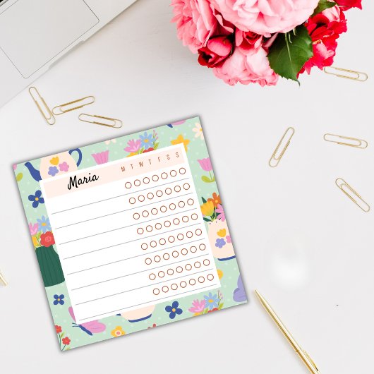 Floral Weekly Planner - Blossom Time Sticky Notes Post-it Klebezettel