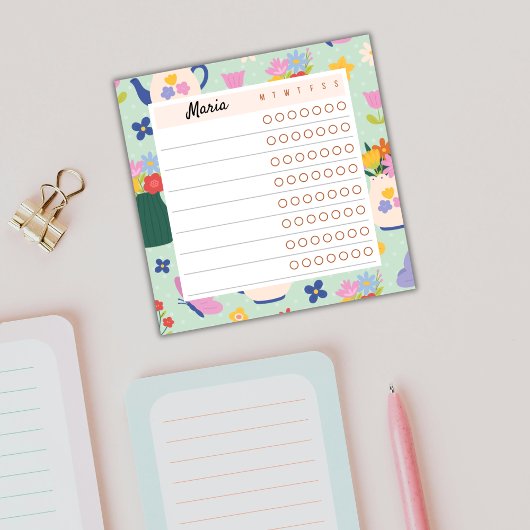 Floral Weekly Planner - Blossom Time Sticky Notes Post-it Klebezettel