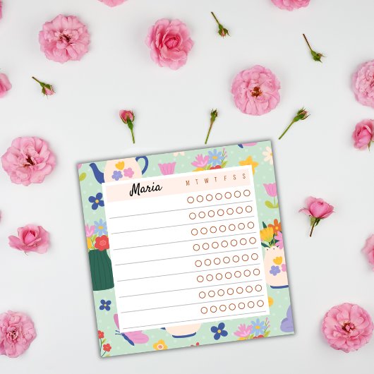 Floral Weekly Planner - Blossom Time Sticky Notes Post-it Klebezettel