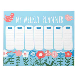 Floral Weekly Planner Notepad Notizblock