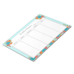 Floral Weekly Planner Notepad Notizblock