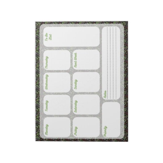 Floral Weekly Planner Notepad | Organize Your Week Notizblock (Rotiert)