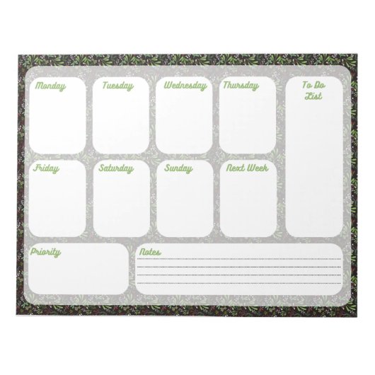 Floral Weekly Planner Notepad | Organize Your Week Notizblock (Vorderseite)