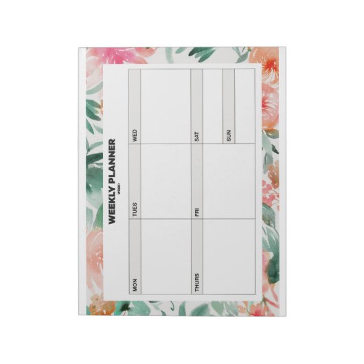 Floral Weekly Planner Notizblock (Rotiert)