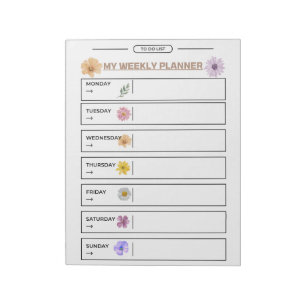 Floral Weekly Planner Page Notizblock