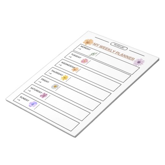 Floral Weekly Planner Page Notizblock (angewinkelt)