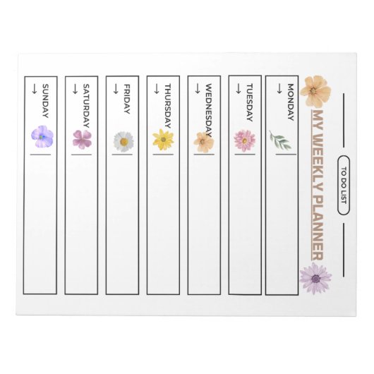 Floral Weekly Planner Page Notizblock (Vorderseite)