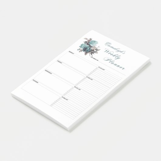 Floral Weekly Planner Personalisiert Post-it Klebezettel (angewinkelt)