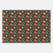 Floral Weihnachten Chic Muster Red Green Gold Geschenkpapier Set (Vorderseite 2)