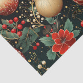 Floral Weihnachten Chic Muster Red Green Gold Seidenpapier (Detail)
