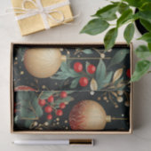 Floral Weihnachten Chic Muster Red Green Gold Seidenpapier (Geschenk)