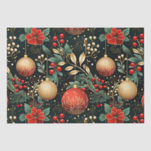Floral Weihnachten Chic Muster Red Green Gold Seidenpapier