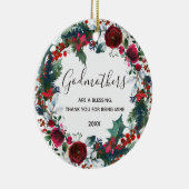 Floral Weihnachten Winter Red Wreath Godmothers Keramik Ornament (Rechts)