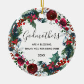 Floral Weihnachten Winter Red Wreath Godmothers Keramik Ornament (Vorne)