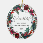Floral Weihnachten Winter Red Wreath Godmothers Keramik Ornament (Links)