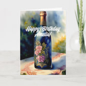 Floral Weine Flasche Geburtstag Karte (Vorderseite)