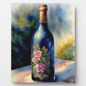Floral Weinflasche Stillleben Tablette Plaque Fotoplatte (Vorderseite)