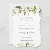 Floral Weiß Romantische Landschaft Elegante Hochze Einladung (Vorderseite)