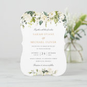 Floral Weiß Romantische Landschaft Elegante Hochze Einladung (Stehend Vorderseite)